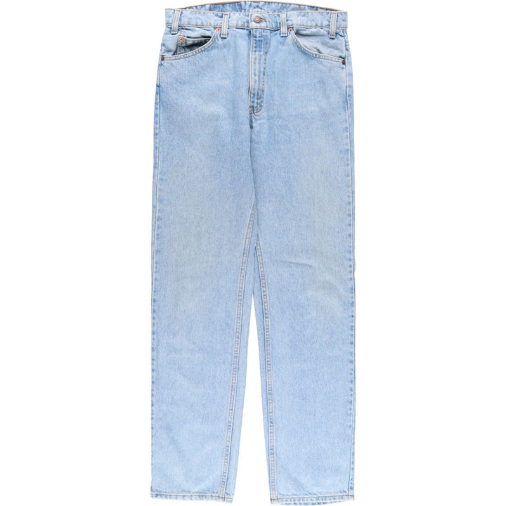 90'S Levi's 505 Regular Fit Straight Leg Tapered Denim Pants with Orange Tabs, Made in USA, Men's, Size W33, Vintage cotton blue type Vintage Second Hand
