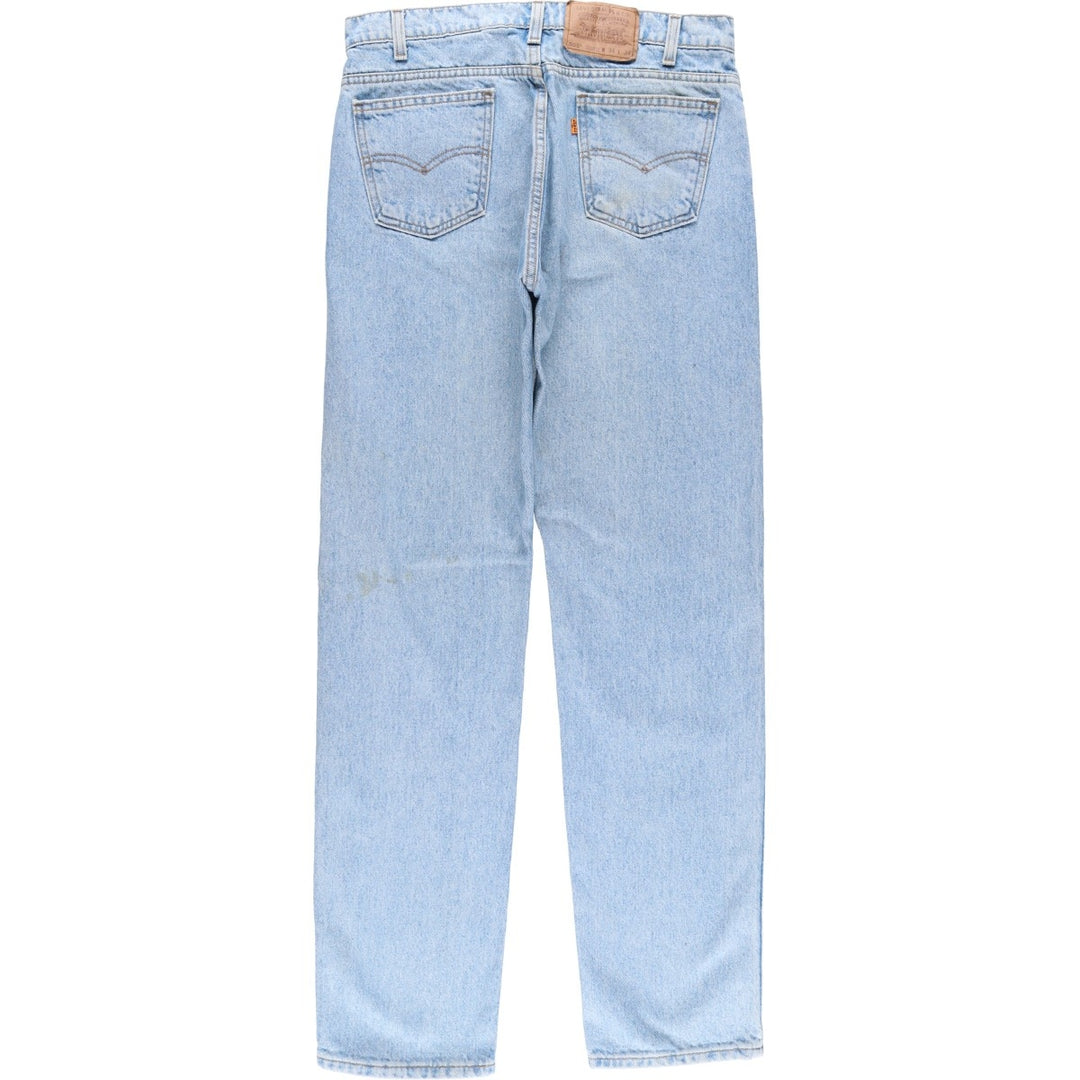 90'S Levi's 505 Regular Fit Straight Leg Tapered Denim Pants with Orange Tabs, Made in USA, Men's, Size W33, Vintage cotton blue type Vintage Second Hand