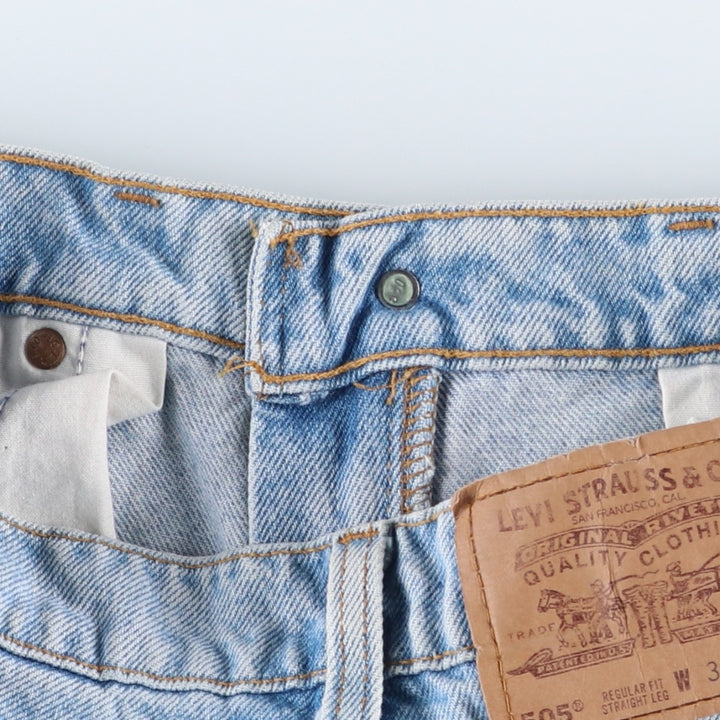 90'S Levi's 505 Regular Fit Straight Leg Tapered Denim Pants with Orange Tabs, Made in USA, Men's, Size W33, Vintage cotton blue type Vintage Second Hand