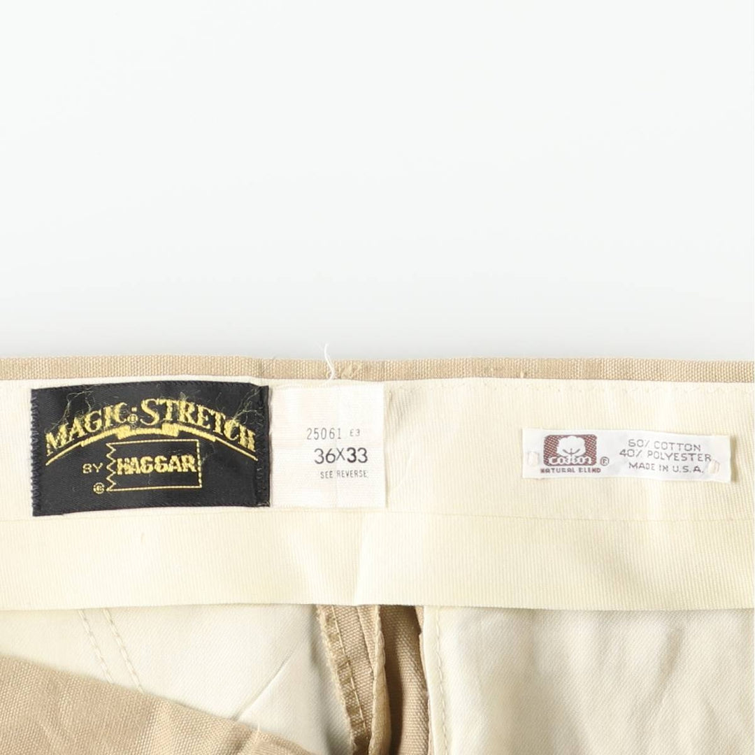 Vintage 70s-80'S Haggar Magic Stretch Cotton Slacks, Made in USA, Men's, Size W35 cotton Beige type Vintage Second Hand
