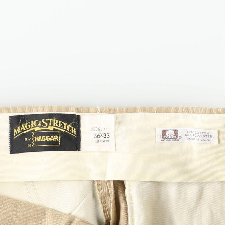 Vintage 70s-80'S Haggar Magic Stretch Cotton Slacks, Made in USA, Men's, Size W35 cotton Beige type Vintage Second Hand