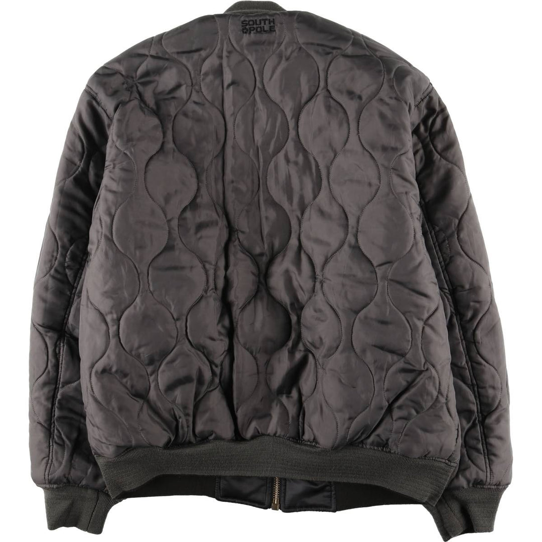 South Pole MA-1 style reversible padded military flight jacket, men's size L polyester black type Vintage Second Hand