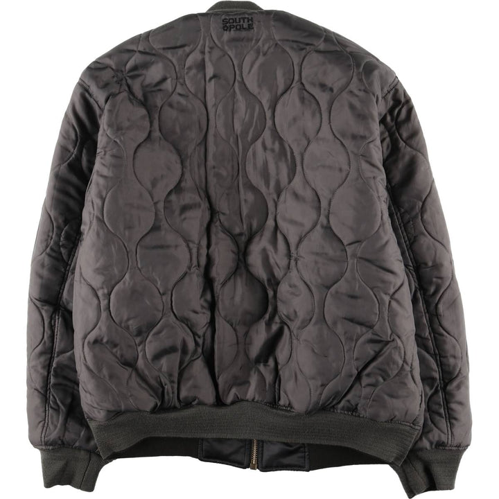 South Pole MA-1 style reversible padded military flight jacket, men's size L polyester black type Vintage Second Hand
