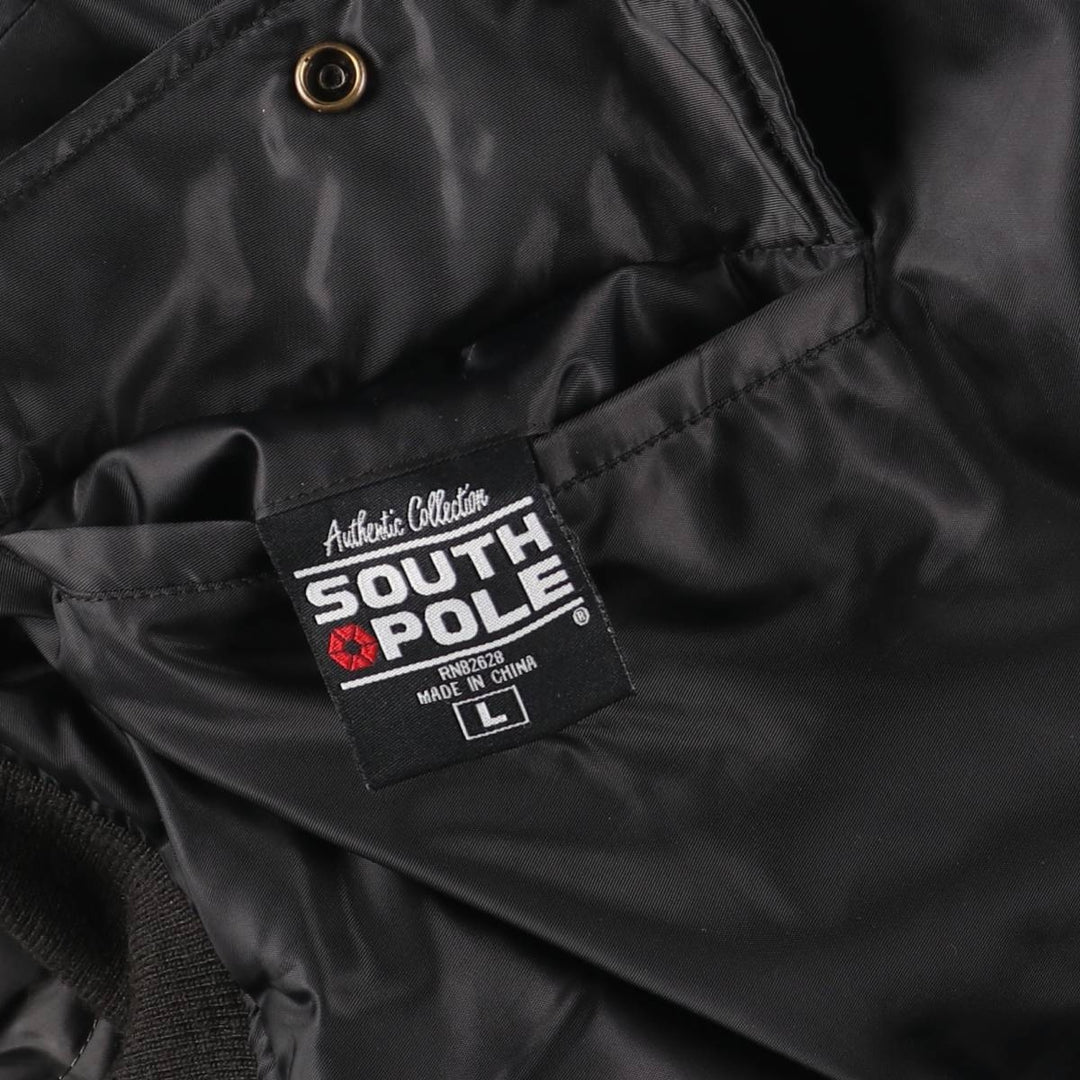 South Pole MA-1 style reversible padded military flight jacket, men's size L polyester black type Vintage Second Hand