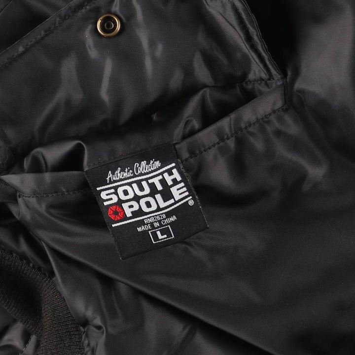 South Pole MA-1 style reversible padded military flight jacket, men's size L polyester black type Vintage Second Hand