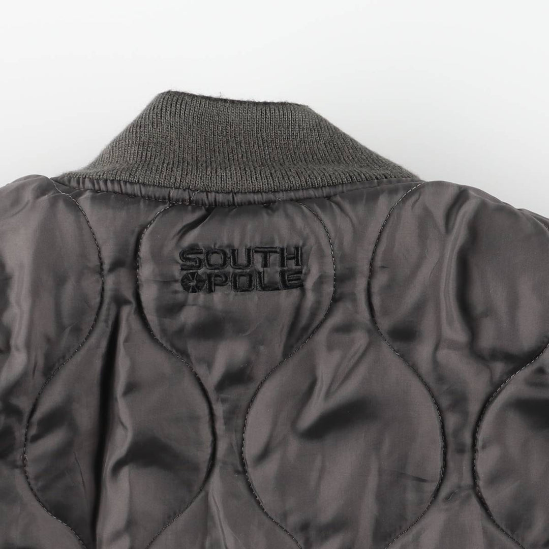 South Pole MA-1 style reversible padded military flight jacket, men's size L polyester black type Vintage Second Hand