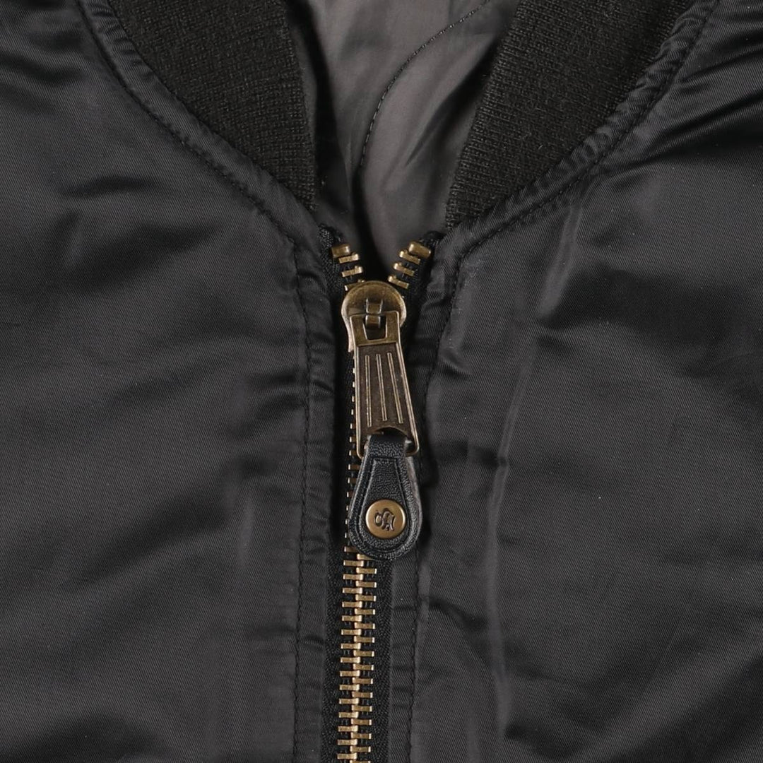 South Pole MA-1 style reversible padded military flight jacket, men's size L polyester black type Vintage Second Hand