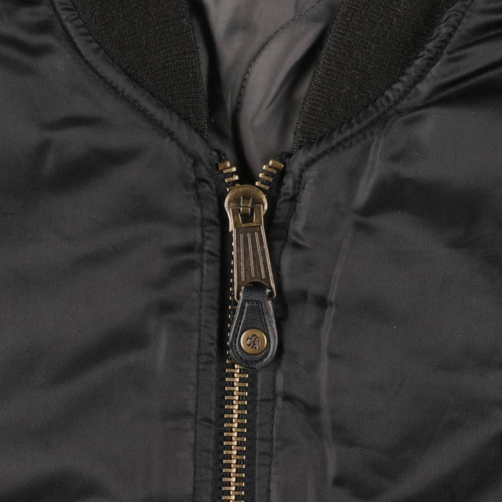 South Pole MA-1 style reversible padded military flight jacket, men's size L polyester black type Vintage Second Hand
