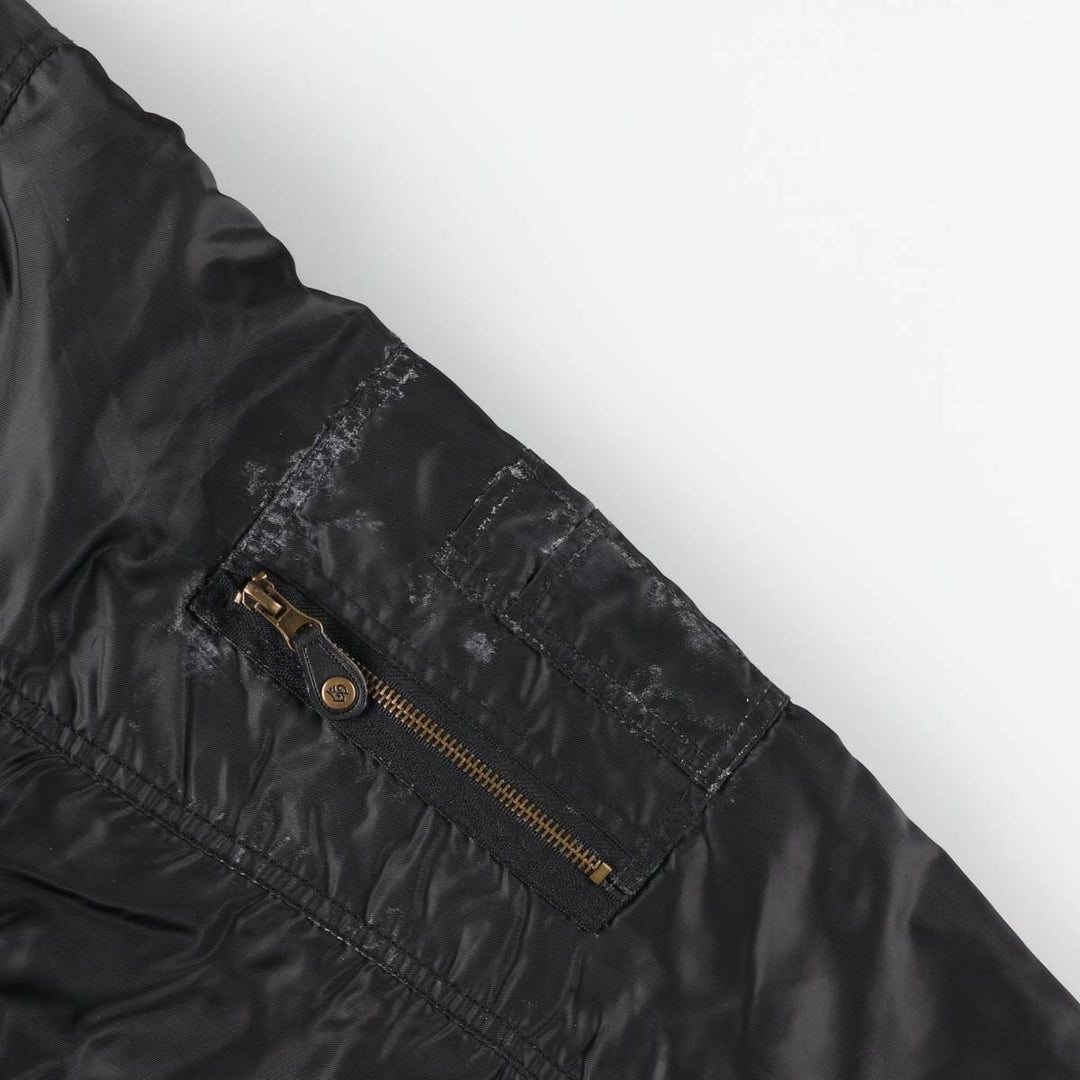 South Pole MA-1 style reversible padded military flight jacket, men's size L polyester black type Vintage Second Hand