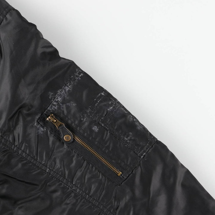 South Pole MA-1 style reversible padded military flight jacket, men's size L polyester black type Vintage Second Hand