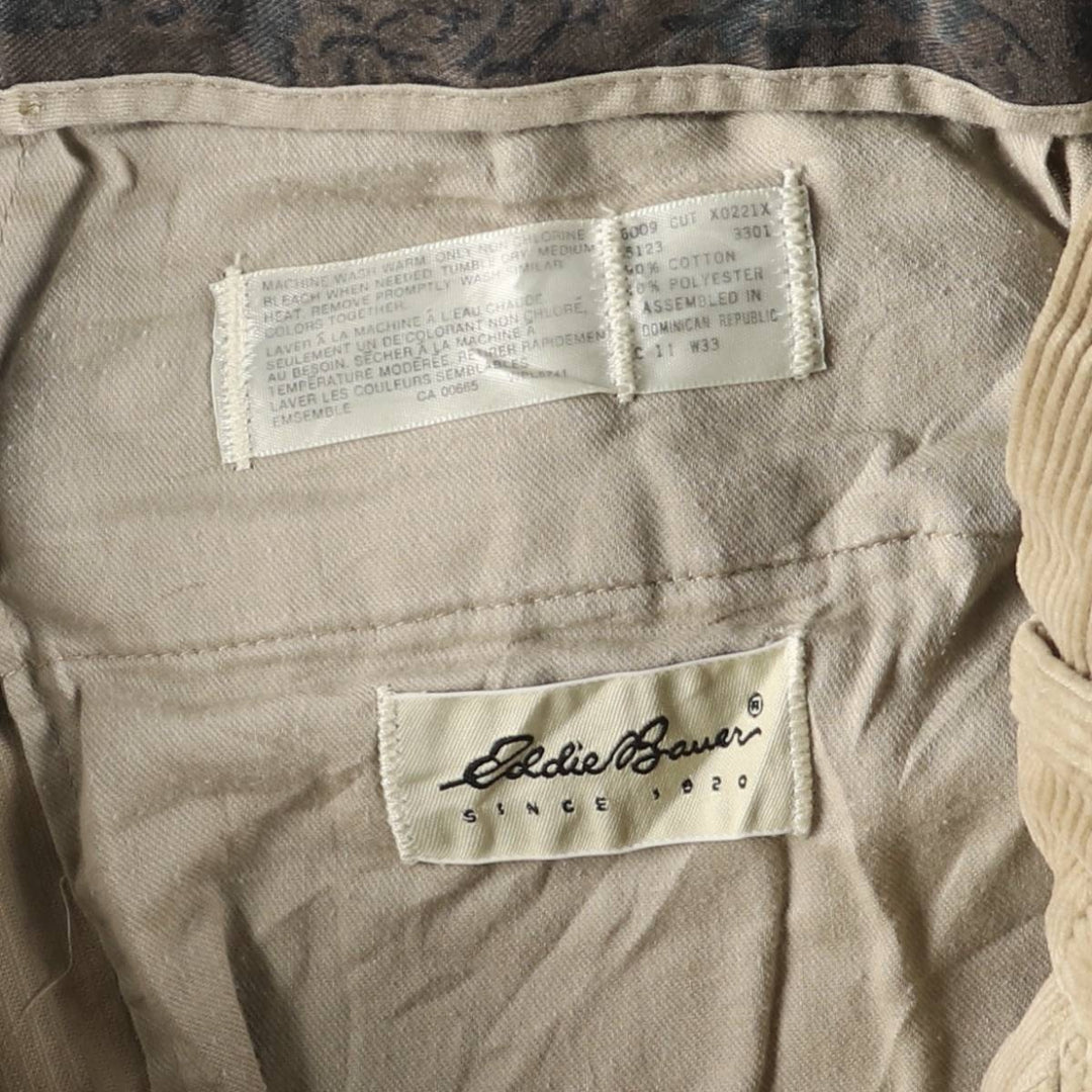 Eddie Bauer Men's Corduroy Pants, Size W33 cotton Beige type Vintage Second Hand
