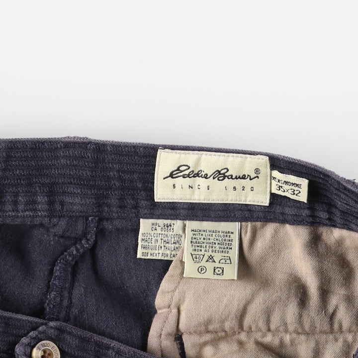 Eddie Bauer Men's Two-Puck Wide-Rib Corduroy Pants, Size W35 cotton navy blue type Vintage Second Hand