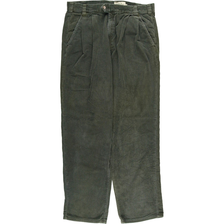 Eddie Bauer Men's Two-Puck Wide-Rib Corduroy Pants, Size W35 cotton green type Vintage Second Hand