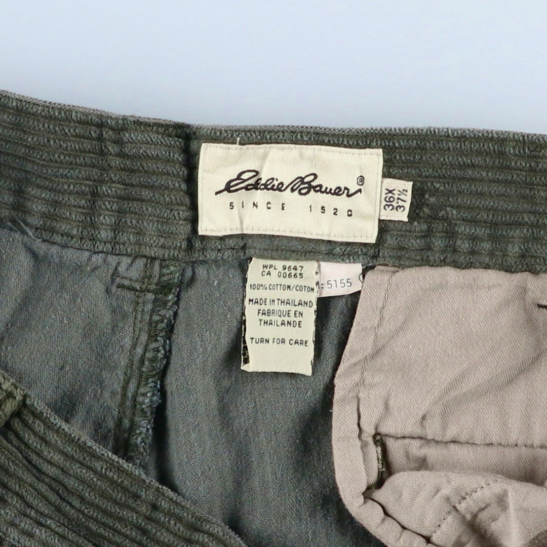 Eddie Bauer Men's Two-Puck Wide-Rib Corduroy Pants, Size W35 cotton green type Vintage Second Hand