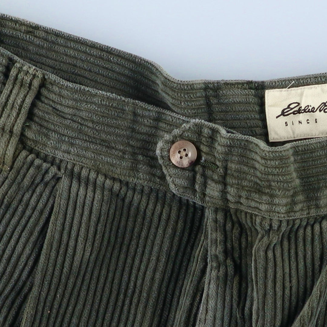 Eddie Bauer Men's Two-Puck Wide-Rib Corduroy Pants, Size W35 cotton green type Vintage Second Hand