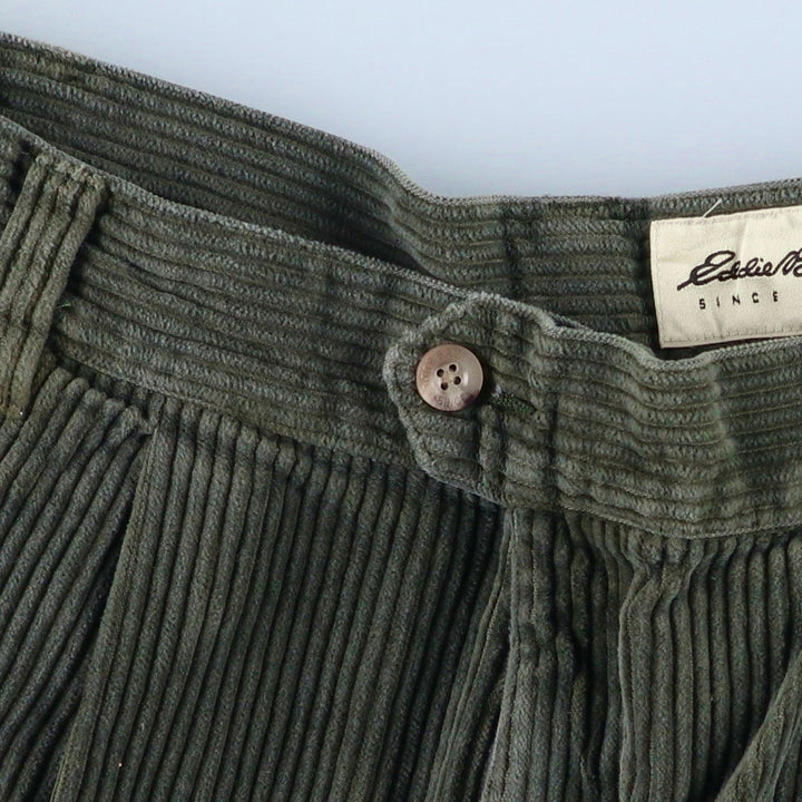 Eddie Bauer Men's Two-Puck Wide-Rib Corduroy Pants, Size W35 cotton green type Vintage Second Hand