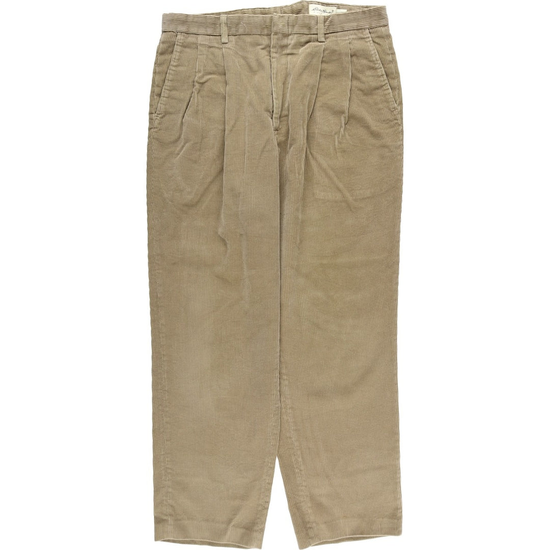 Eddie Bauer Two-pleat Corduroy Pants for Men, Size W36 cotton beige type brown Vintage Second Hand