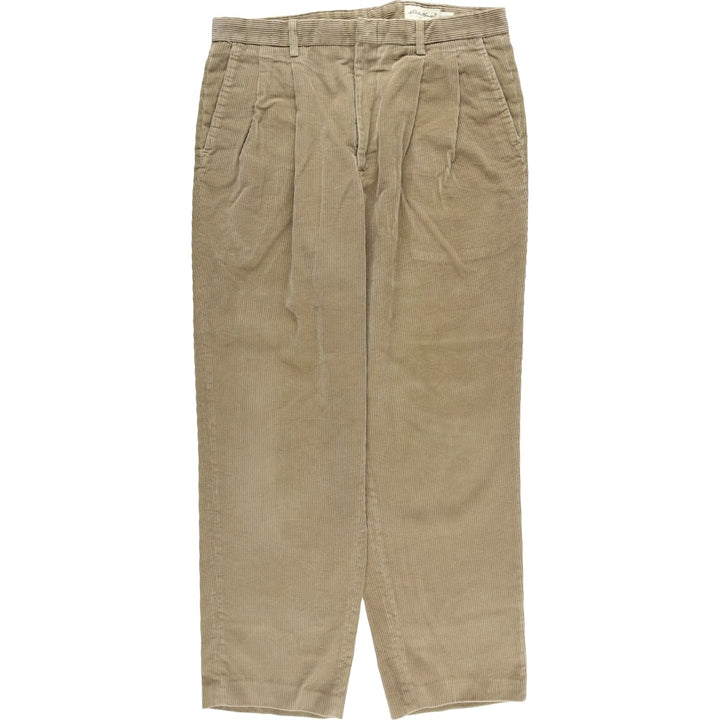 Eddie Bauer Two-pleat Corduroy Pants for Men, Size W36 cotton beige type brown Vintage Second Hand