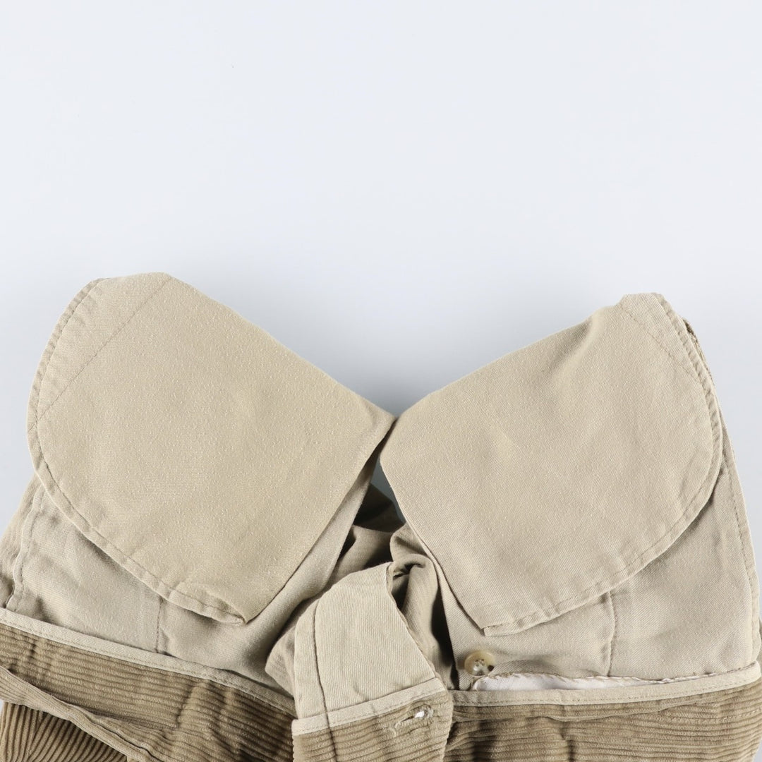 Eddie Bauer Two-pleat Corduroy Pants for Men, Size W36 cotton beige type brown Vintage Second Hand