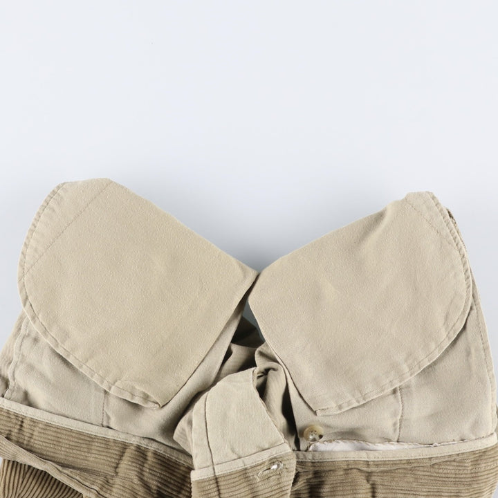 Eddie Bauer Two-pleat Corduroy Pants for Men, Size W36 cotton beige type brown Vintage Second Hand