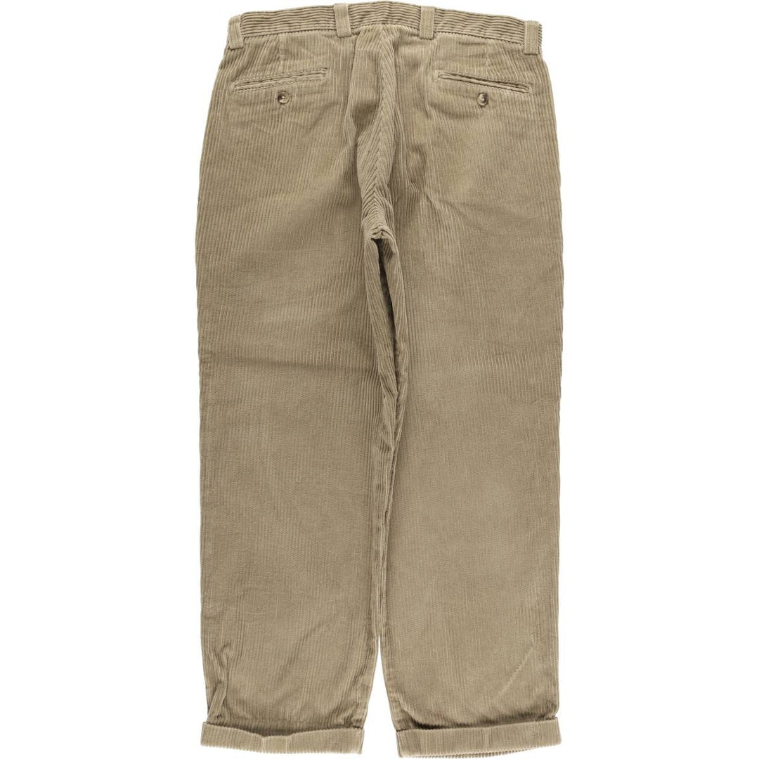 Vintage LLBean men's 80s-90'S corduroy pants with two pleats and wide ribbing, size W35. cotton brown type Vintage Second Hand