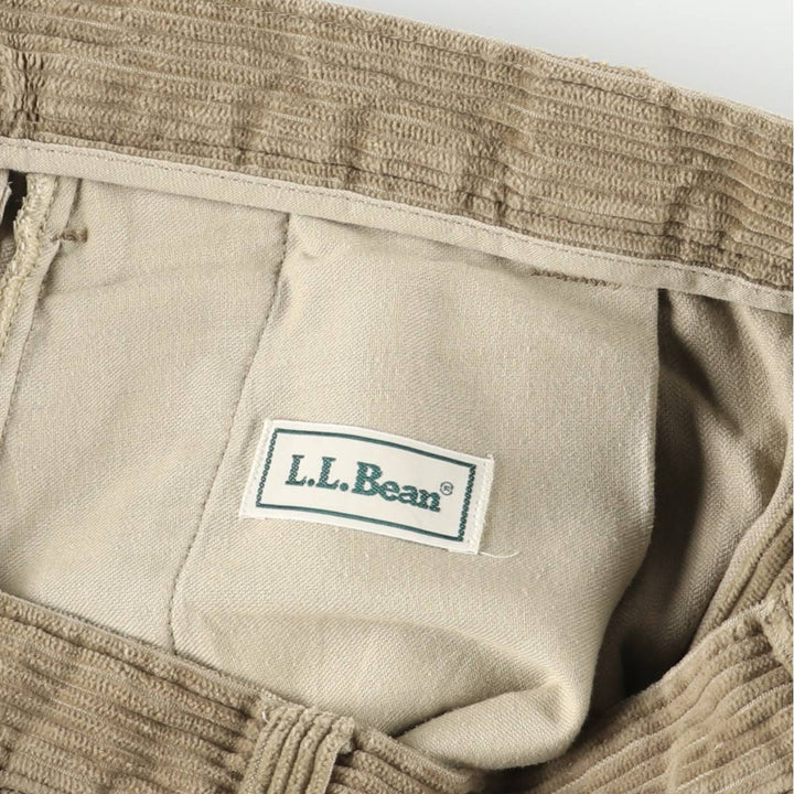 Vintage LLBean men's 80s-90'S corduroy pants with two pleats and wide ribbing, size W35. cotton brown type Vintage Second Hand