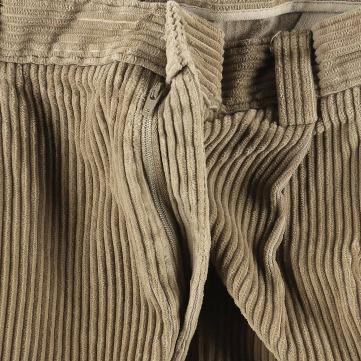 Vintage LLBean men's 80s-90'S corduroy pants with two pleats and wide ribbing, size W35. cotton brown type Vintage Second Hand