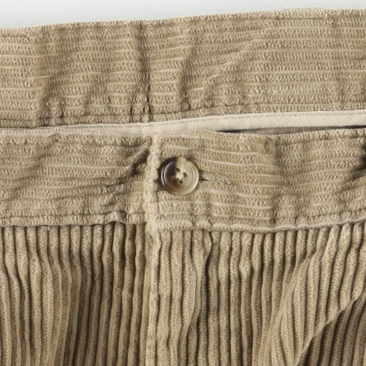 Vintage LLBean men's 80s-90'S corduroy pants with two pleats and wide ribbing, size W35. cotton brown type Vintage Second Hand