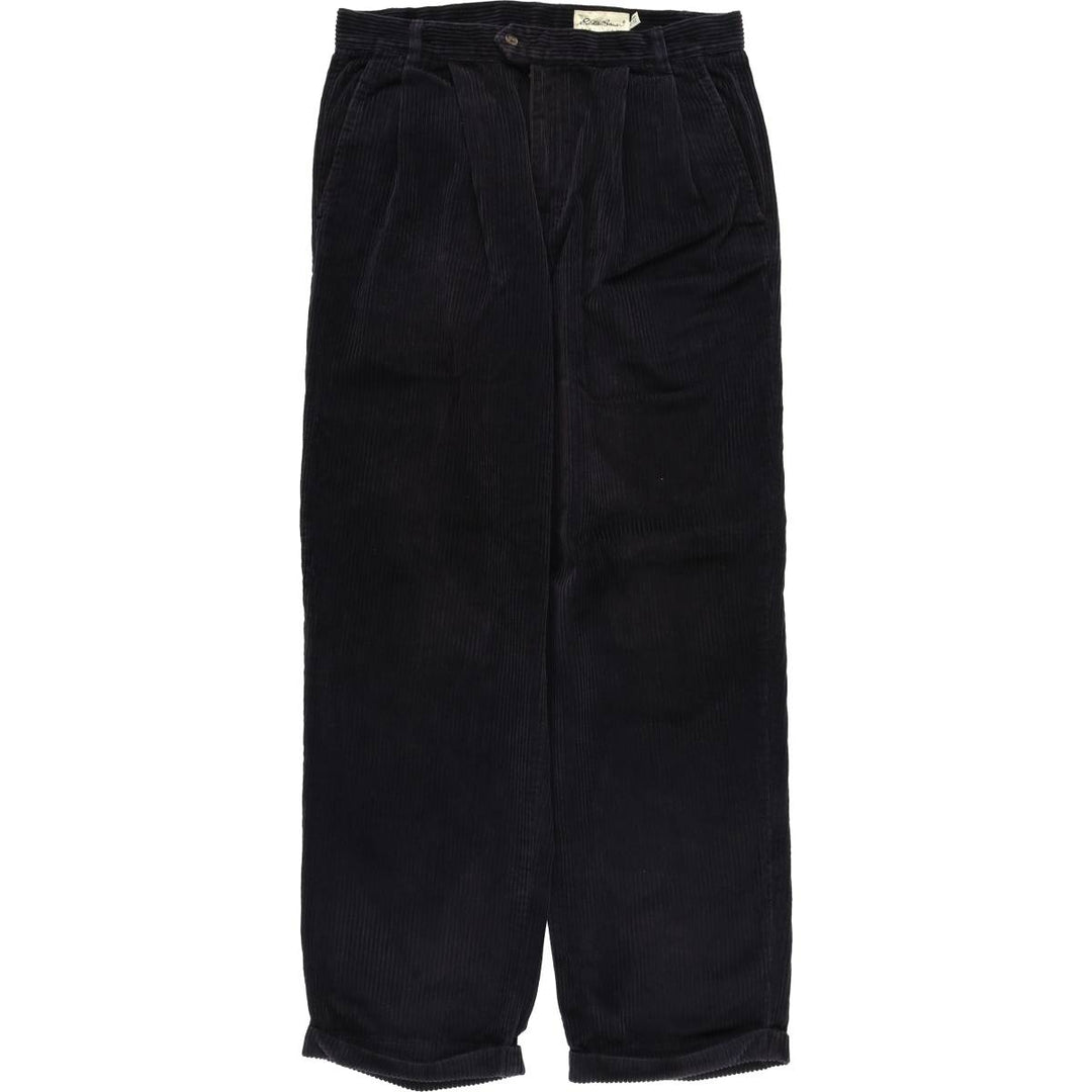 Eddie Bauer Two-Puck Wide-Rib Corduroy Pants, Men's Size 34 cotton black type Vintage Second Hand
