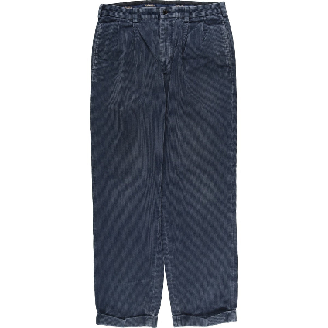 Brooks Brothers ELLIOT Two-Pleated Corduroy Pants, Men's, Size W34 cotton navy blue type Vintage Second Hand