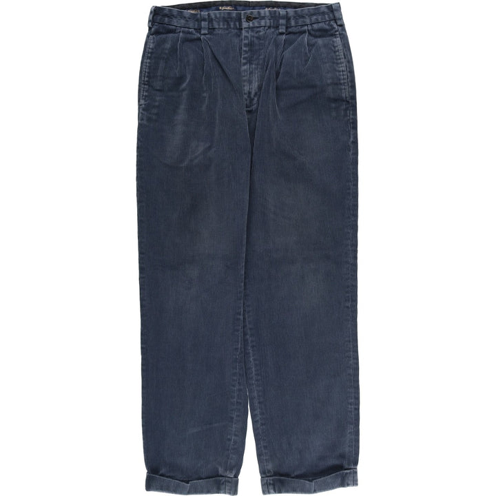 Brooks Brothers ELLIOT Two-Pleated Corduroy Pants, Men's, Size W34 cotton navy blue type Vintage Second Hand