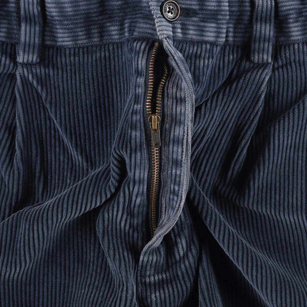 Brooks Brothers ELLIOT Two-Pleated Corduroy Pants, Men's, Size W34 cotton navy blue type Vintage Second Hand