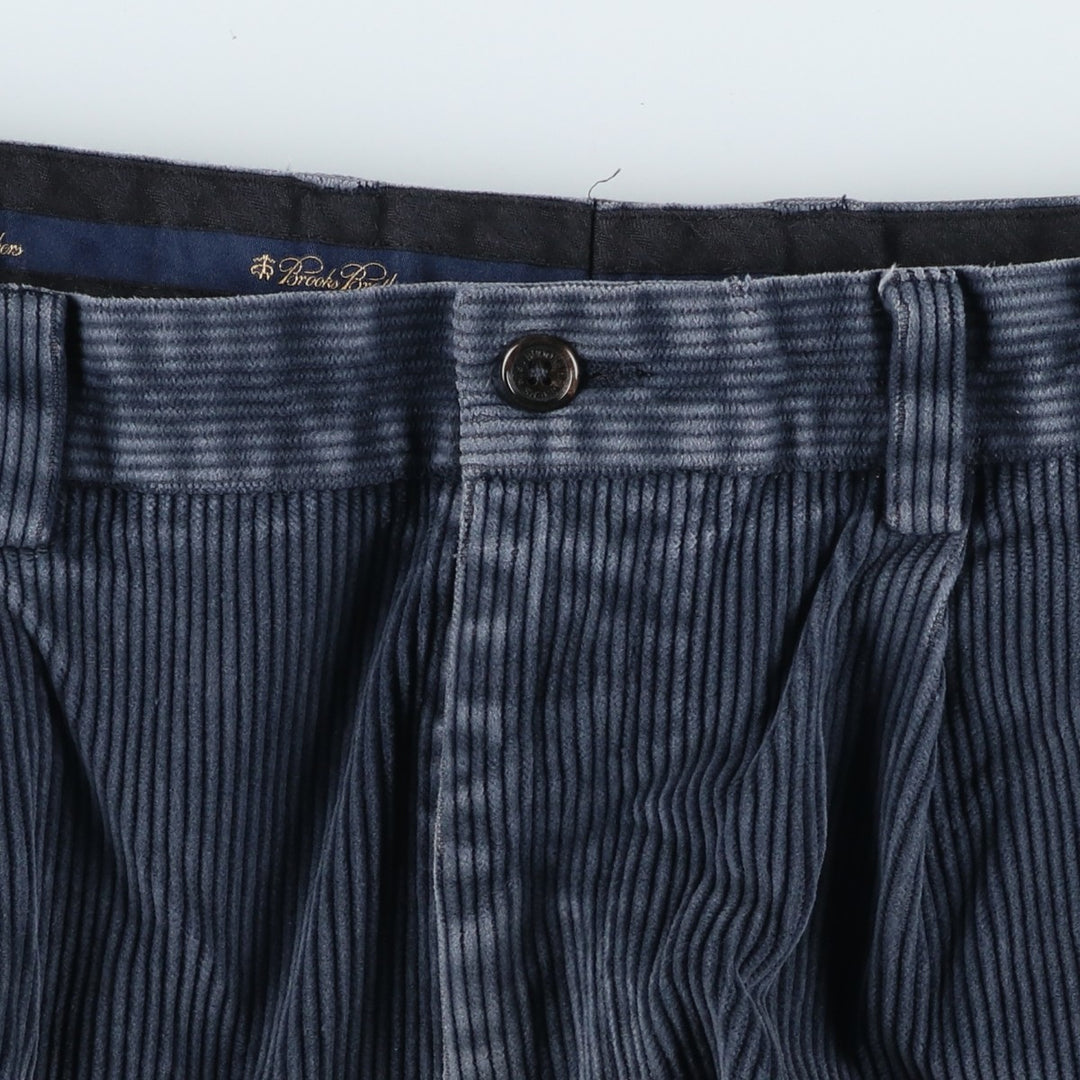 Brooks Brothers ELLIOT Two-Pleated Corduroy Pants, Men's, Size W34 cotton navy blue type Vintage Second Hand