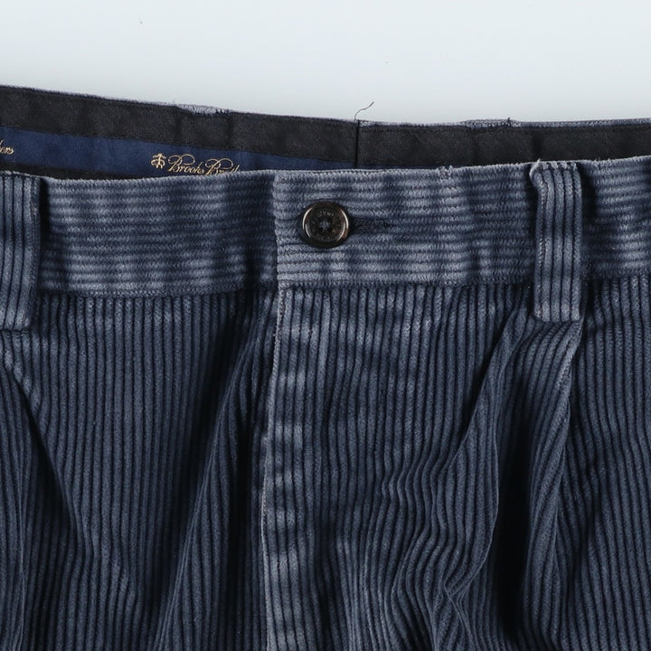 Brooks Brothers ELLIOT Two-Pleated Corduroy Pants, Men's, Size W34 cotton navy blue type Vintage Second Hand