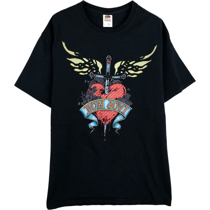 Fruit of the Loom HD Cotton Bon Jovi Band T-Shirt, Men's Size L cotton black type Vintage Second Hand