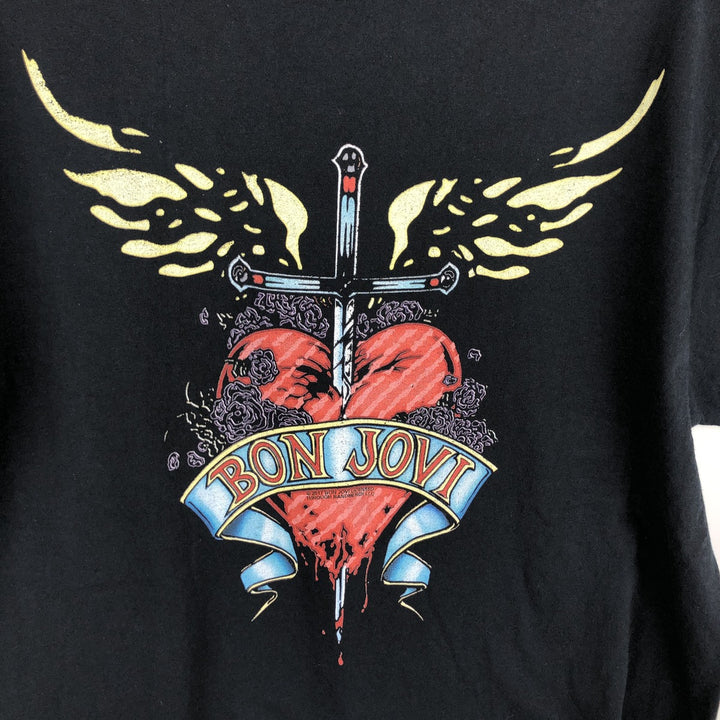 Fruit of the Loom HD Cotton Bon Jovi Band T-Shirt, Men's Size L cotton black type Vintage Second Hand