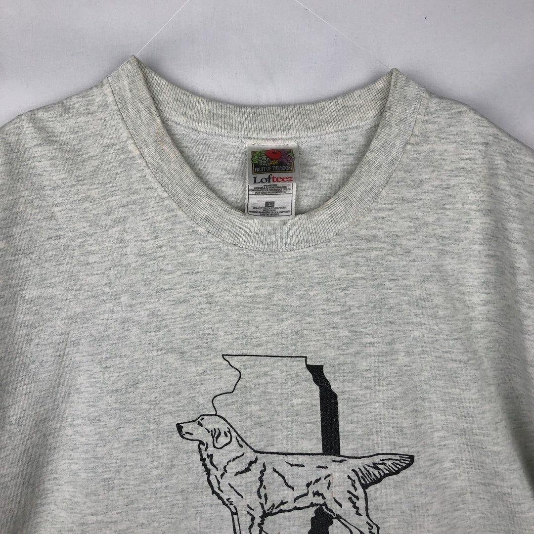 90'S Fruit of the Loom Lofteez Dog Print T-Shirt, Men's Size L (approx.), Vintage cotton white type Vintage Second Hand