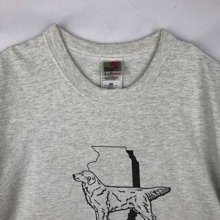 90'S Fruit of the Loom Lofteez Dog Print T-Shirt, Men's Size L (approx.), Vintage cotton white type Vintage Second Hand