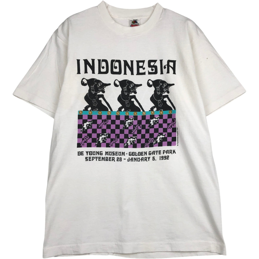 90'S Fruit of the Loom printed T-shirt, made in the USA, men's XL size, vintage cotton white type Vintage Second Hand