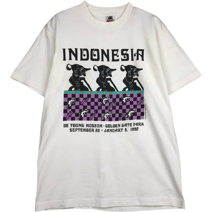 90'S Fruit of the Loom printed T-shirt, made in the USA, men's XL size, vintage cotton white type Vintage Second Hand