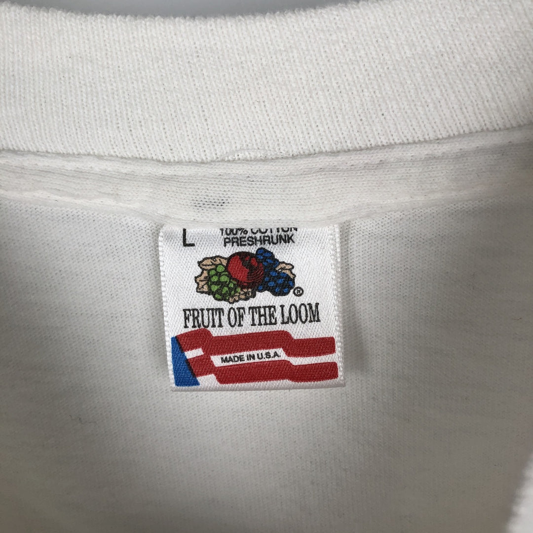 90'S Fruit of the Loom printed T-shirt, made in the USA, men's XL size, vintage cotton white type Vintage Second Hand