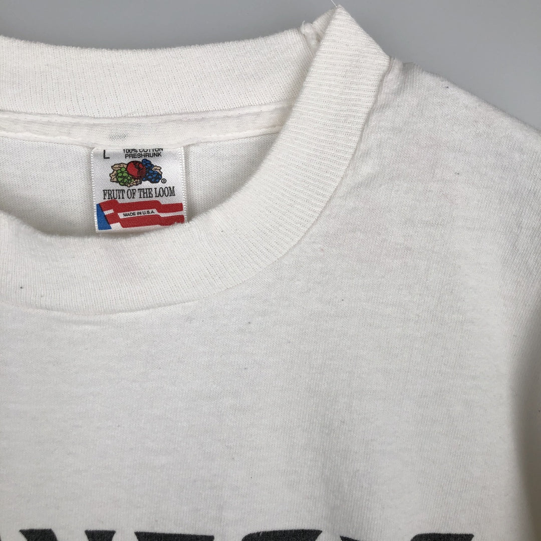 90'S Fruit of the Loom printed T-shirt, made in the USA, men's XL size, vintage cotton white type Vintage Second Hand