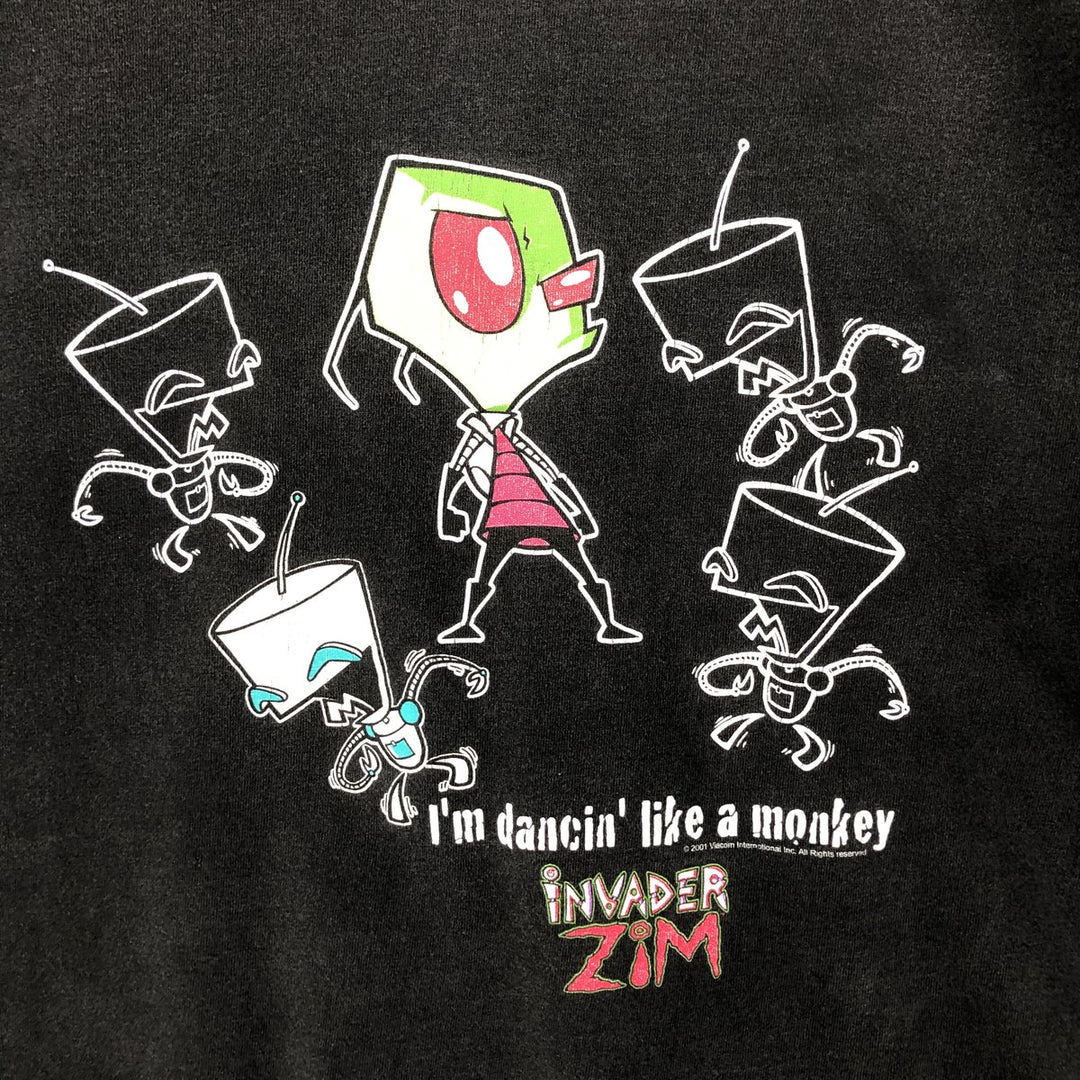 2000'S All Sports INVADERZIM Invader Zim Print T-Shirt Men's XL cotton black type Vintage Second Hand