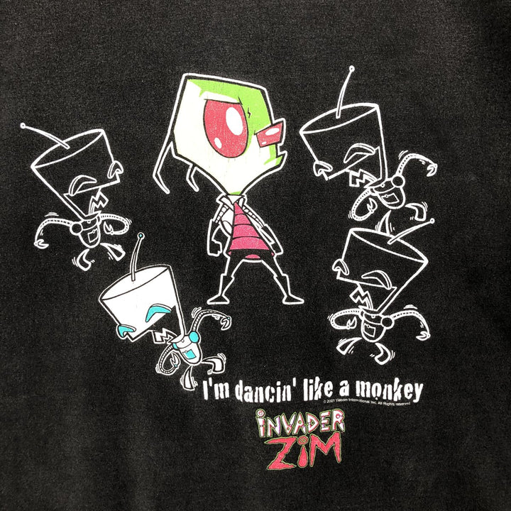 2000'S All Sports INVADERZIM Invader Zim Print T-Shirt Men's XL cotton black type Vintage Second Hand