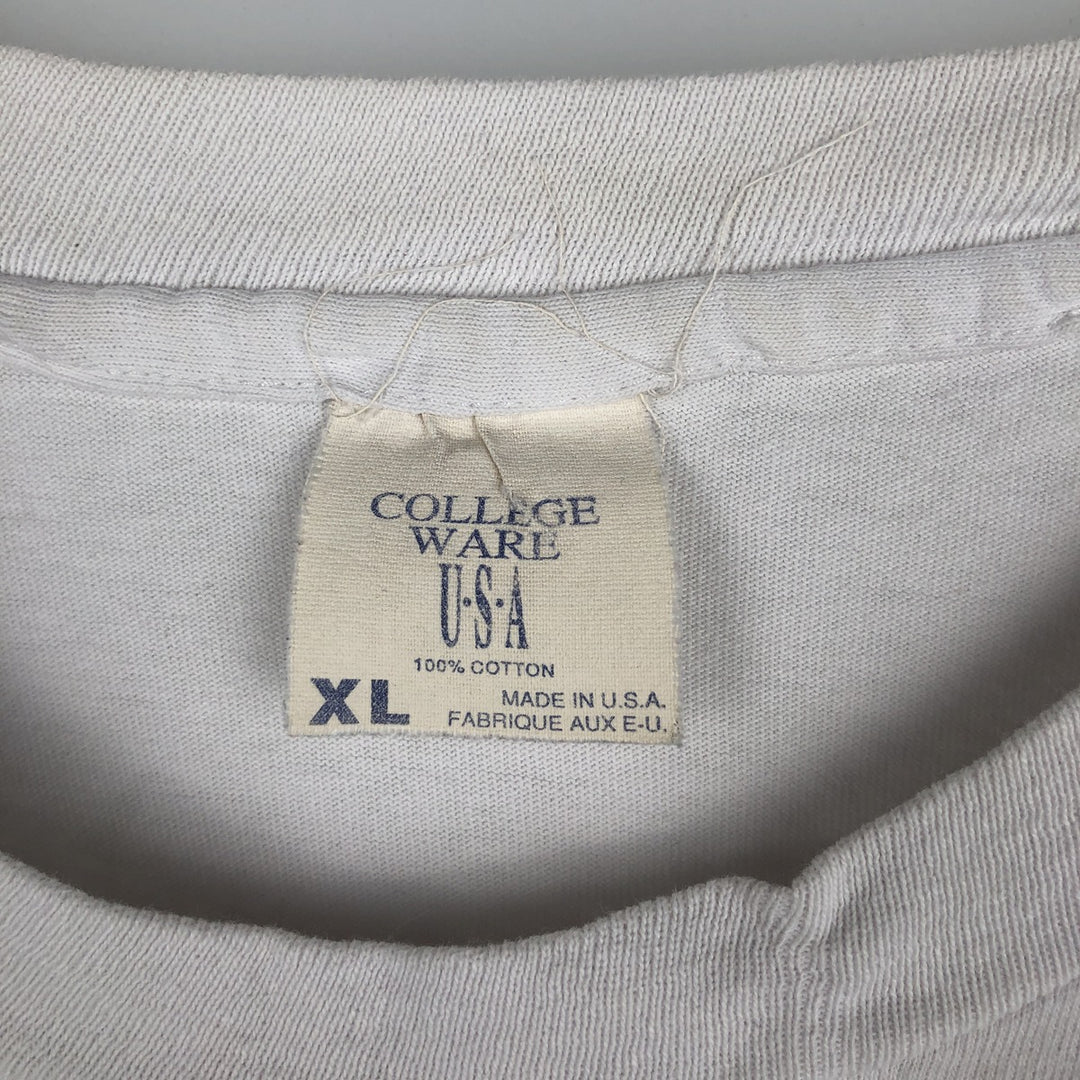 Vintage 1990'S COLLEGE WEAR USA printed T-shirt, Made in USA, Men's XL cotton white type Vintage Second Hand