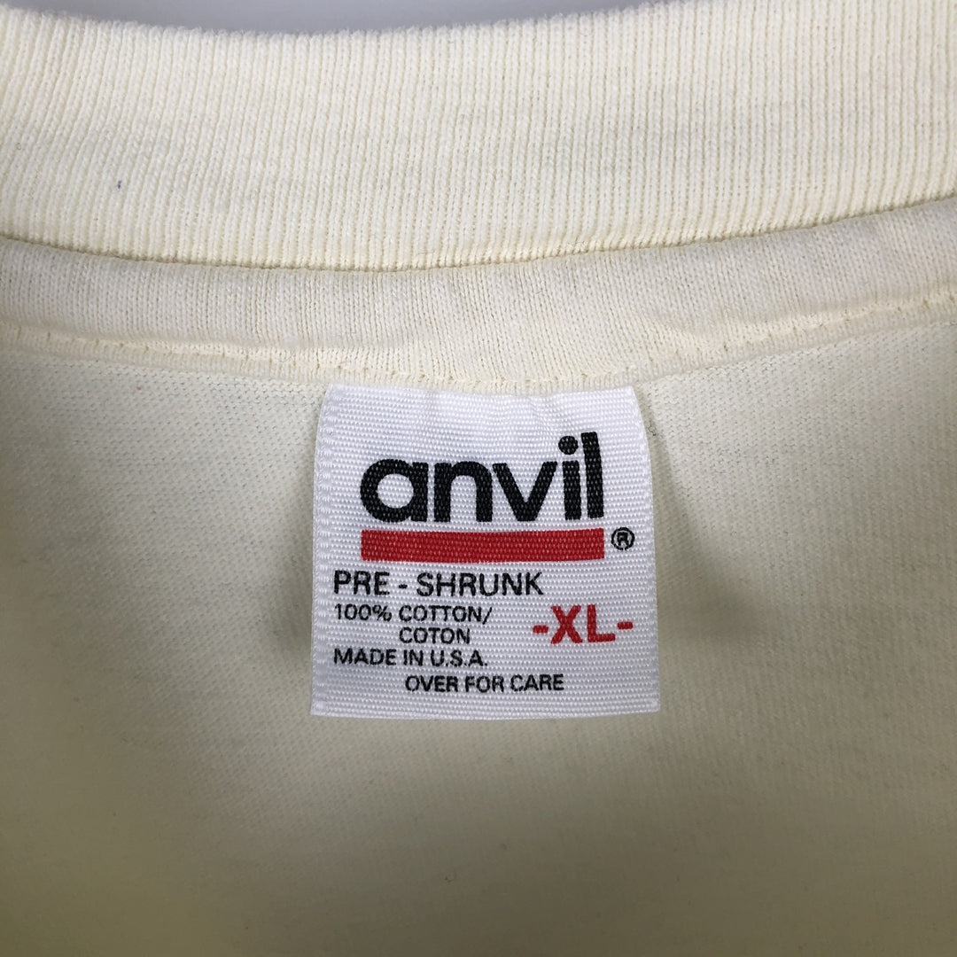 Vintage 90'S Anvil Art T-Shirt, Made in USA, Men's XL cotton yellow type Vintage Second Hand