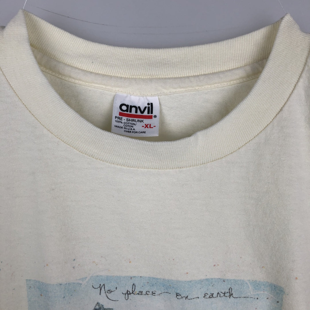 Vintage 90'S Anvil Art T-Shirt, Made in USA, Men's XL cotton yellow type Vintage Second Hand