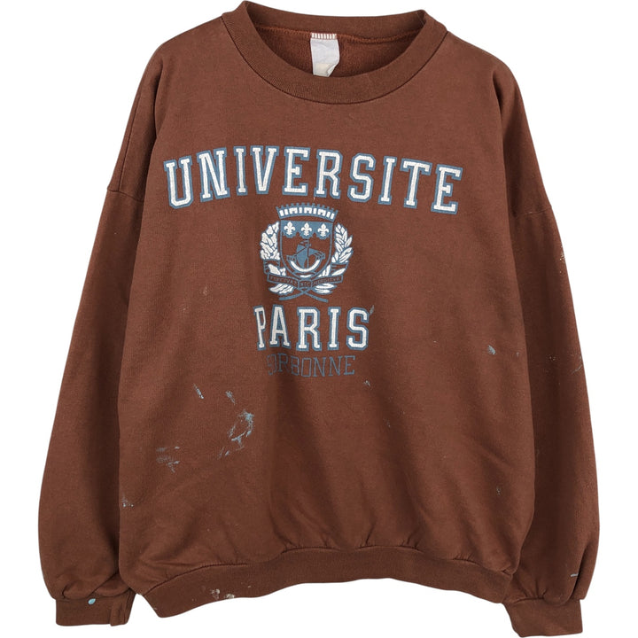 Triple Print College Sweatshirt, Men's XL unclear brown type Vintage Second Hand