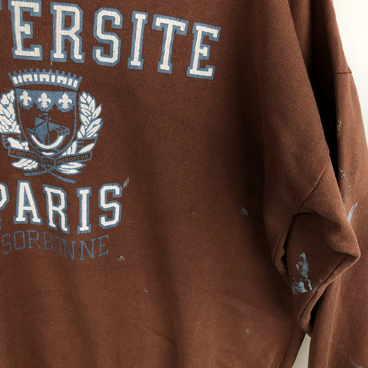 Triple Print College Sweatshirt, Men's XL unclear brown type Vintage Second Hand