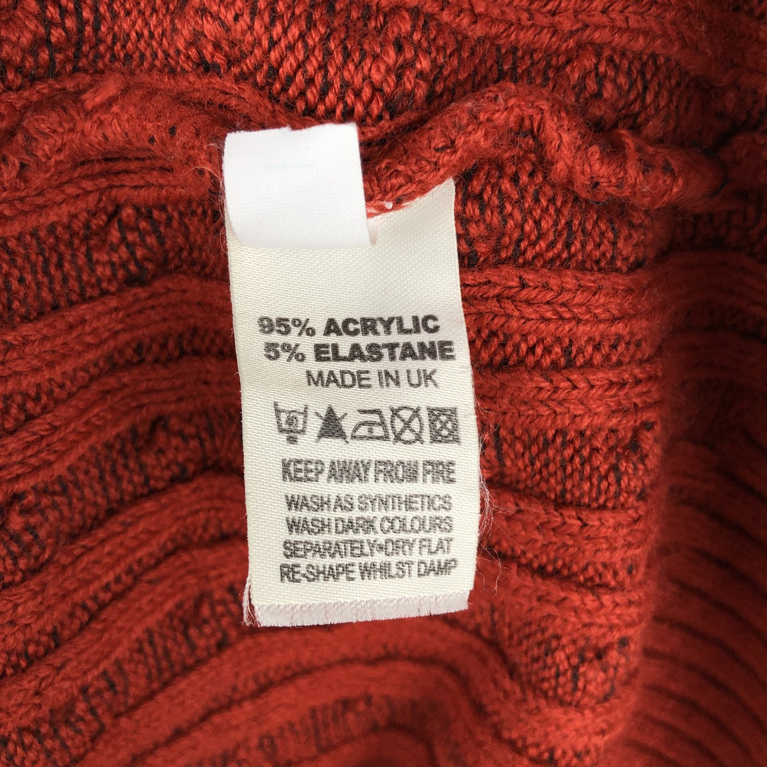 Pure and Natural Cable Knit Acrylic Knit Sweater, Made in the UK, Women's Size L acrylic red type Vintage Second Hand